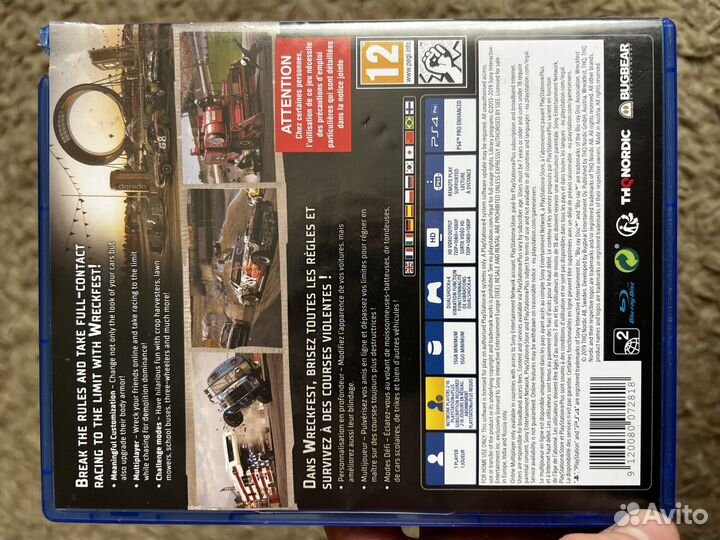 Wreckfest ps4 диск в отличном состоянии