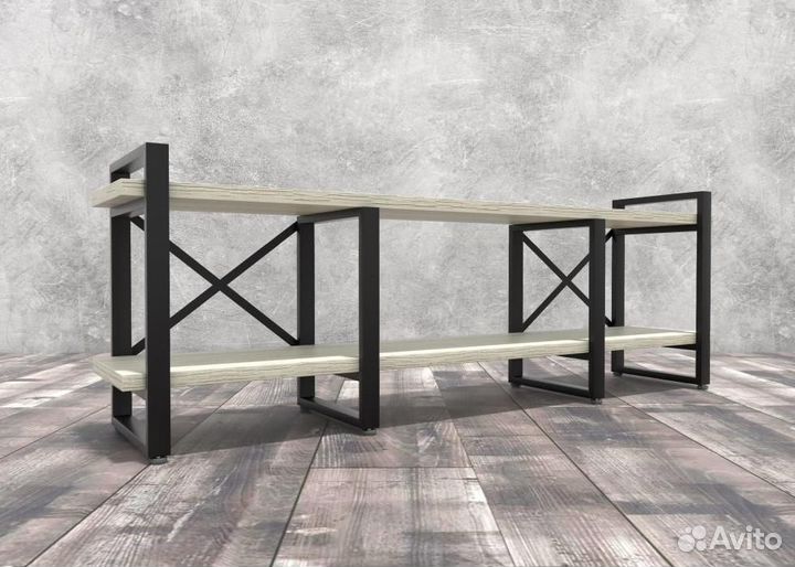 Тумба под тв Айсберг Лофт 160 черный/дуб крафт бел