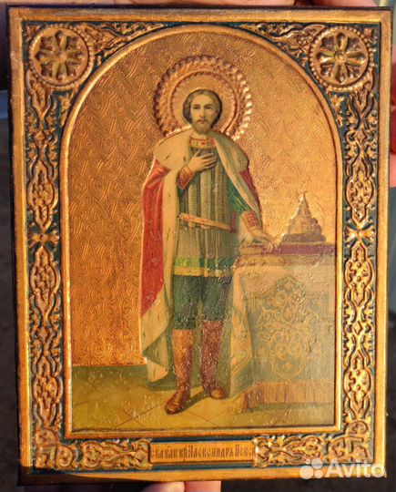 Старинная икона. Александр Невский