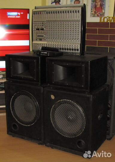 Колонки CM-Pro 1100W 4шт Активный микшер Микрофон