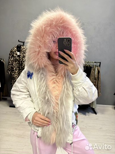Парка зимняя с натуральным мехом женская 44