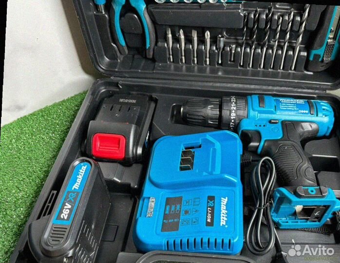 Шуруповерт Makita 26V с набором инструментов (Арт