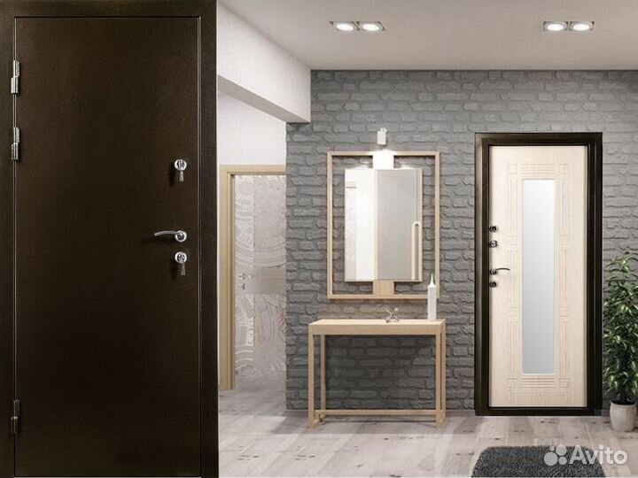 Дверь с зеркалом входная железная купить