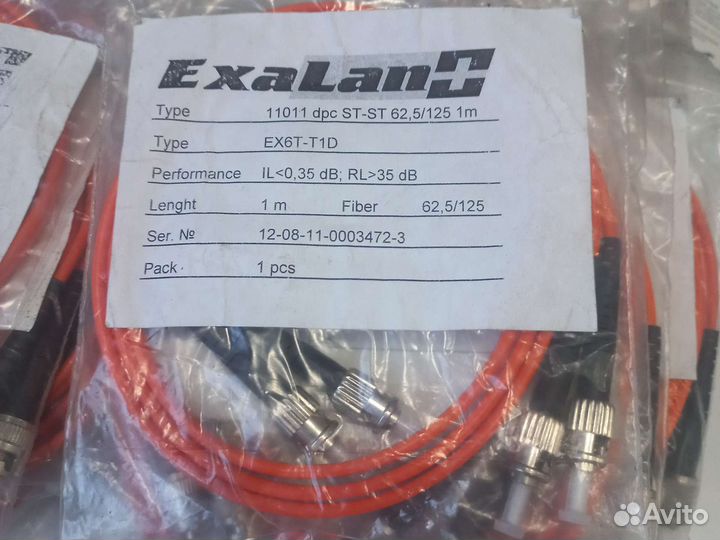 Коммутационный шнур sт-sт, 62.5/125, 1м, EX6T-T1D