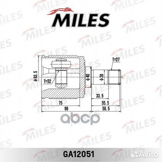 GA12051 miles ШРУС внутренний правый GA12051 Miles