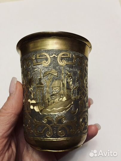 Стакан серебряный с позолотой