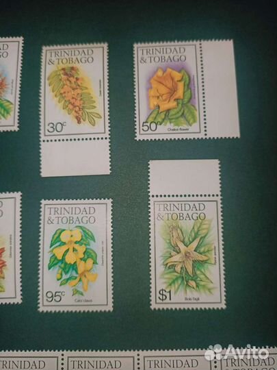 Марки Trinidad Tobago флора цветы 1985