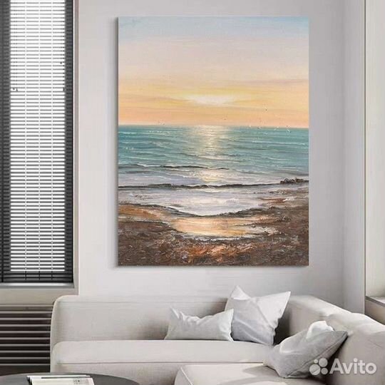 Большая картина Закат в море Картина на холсте