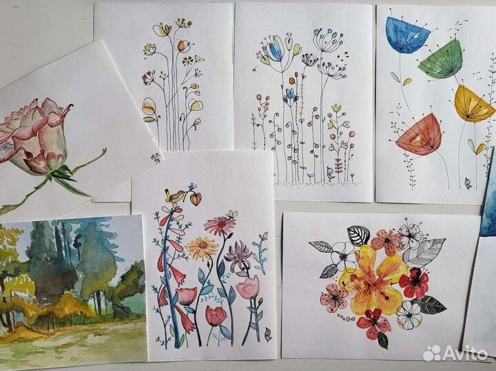 Картины акварель, 18 на 13 см