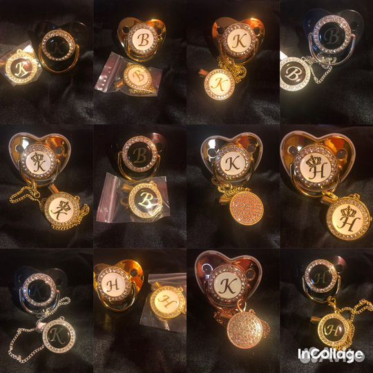 Соска в стразах,соска именная с прищепкой