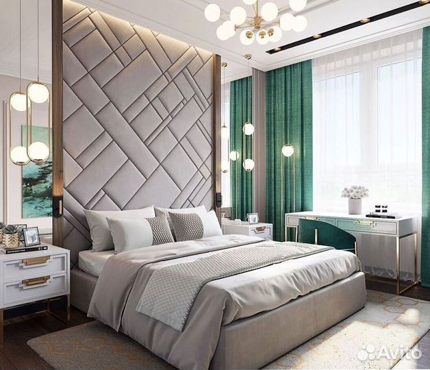 Мягкие стеновые панели, кровати, изголовья