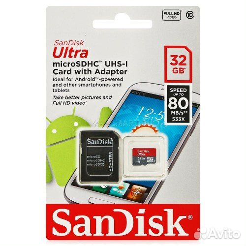 Карта памяти 32GB microsdhc class 10 SanDisk Ultra