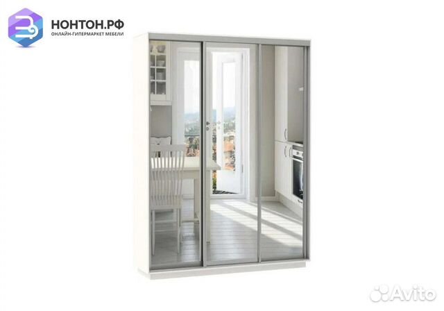 Шкаф-купе Нонтон 3-дверный с тремя зеркалами белый