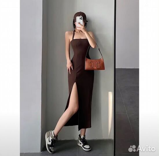 Платье женское коричневое