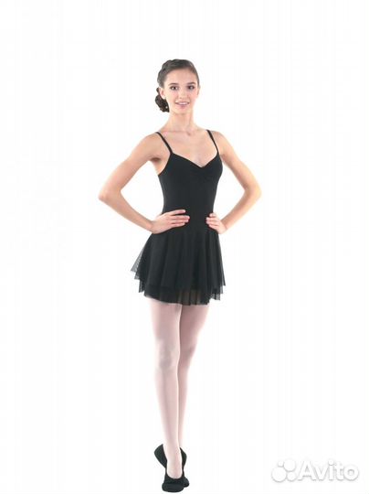 Двойная юбка для танцев хореографии черная solo