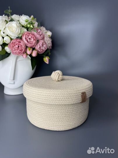 Корзина плетеная для хранения из хлопкового шнура