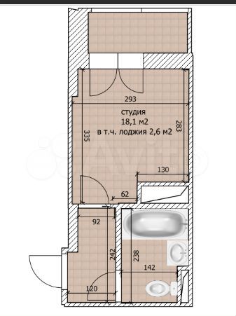 Квартира-студия, 18,1 м², 2/17 эт.