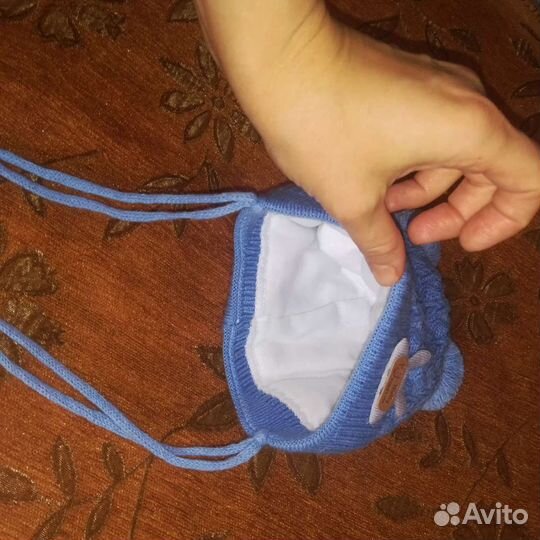 Шапочка осень-зима на мальчика 0-6 мес