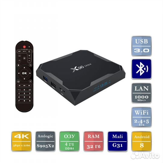 Андроид тв SMART приставка 4/32гб с блютуз