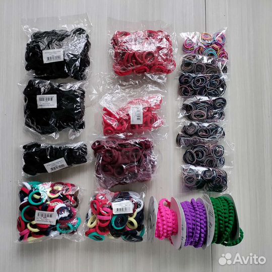 Резинки для волос, тесьма с помпонами