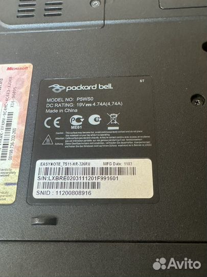 Ноутбук packard Bell p5ws0
