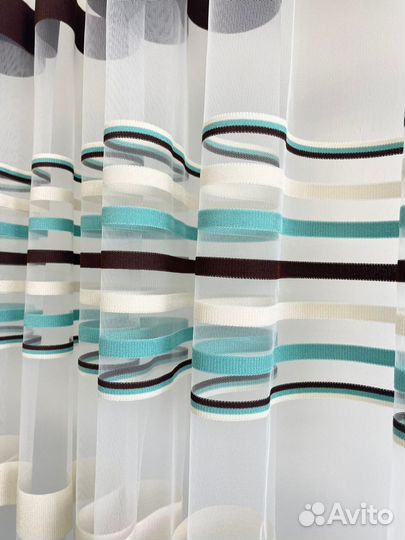 Тюль с вышивкой полоски