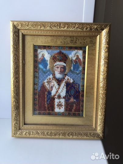 Икона николай чудотворец из бисера