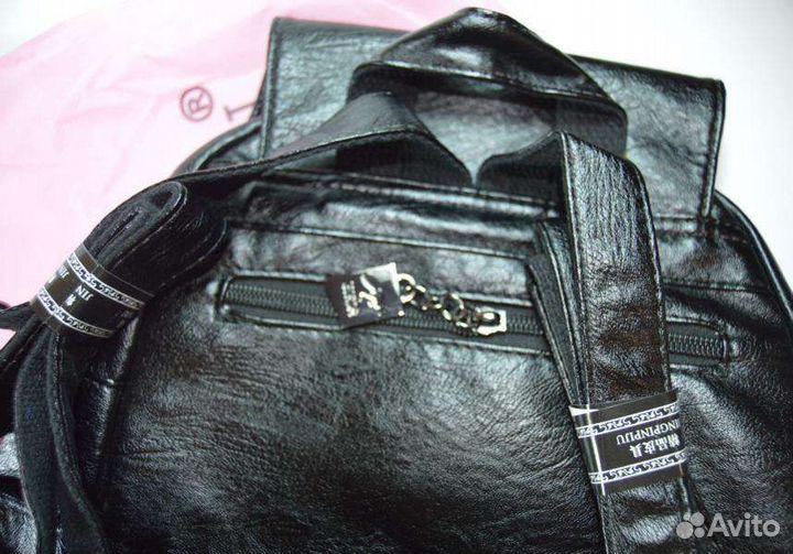 Рюкзак кожа черный для девушки школьный