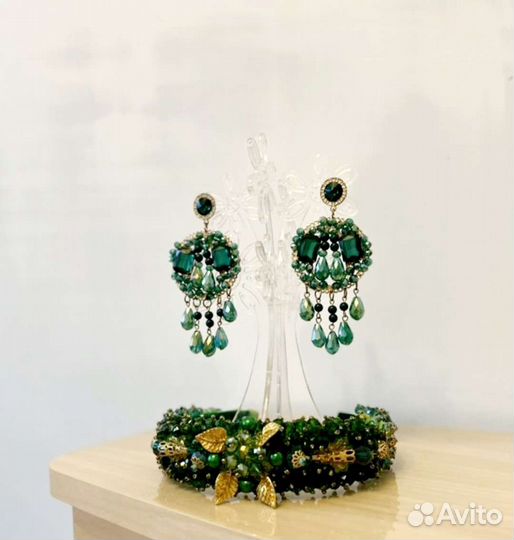 Ободок и серьги ручной работы