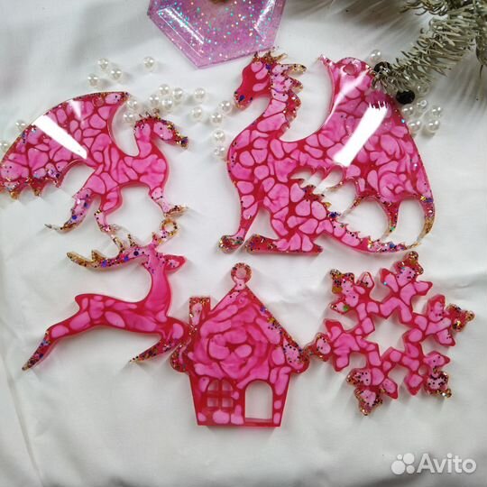 Елочные игрушки из эпоксидной смолы