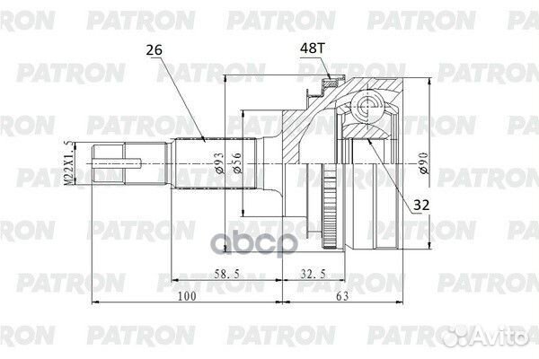 Шрус наружный 32X56X26 toyota camry MCV20/SXV20