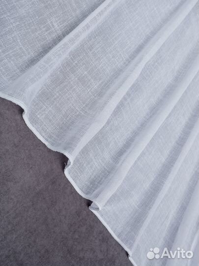 Готовый тюль лен фэнтези белый, кремовый