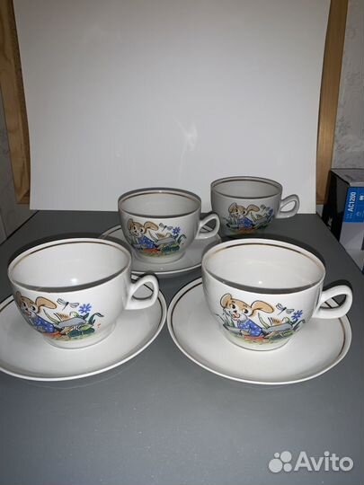 Набор чайный из 4 чашек и 3 блюдец, детский