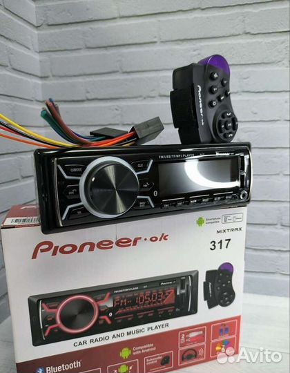 Магнитола Pioneer 317 новая (Bluetooth, USB, AUX)