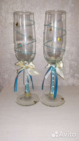 Свадебные бокалы ручной работы