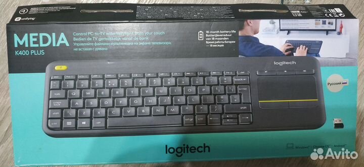 Клавиатура беспроводная Logitech K 400 plus media