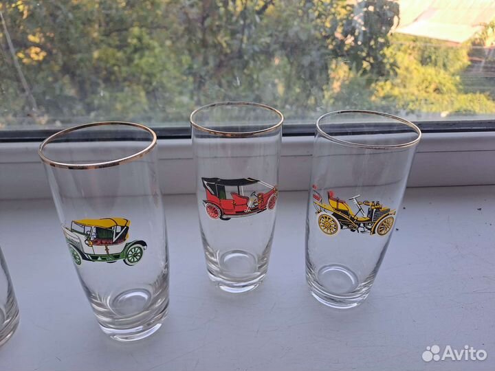 Стакан ретро Автомобили. Богемское стекло