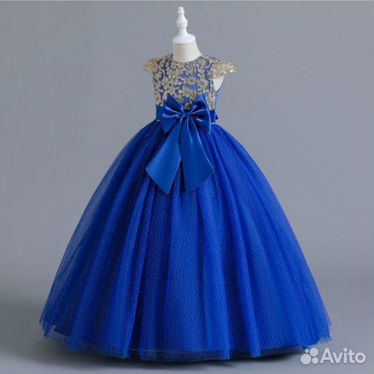 Новое нарядное синее платье для девочки 140-158