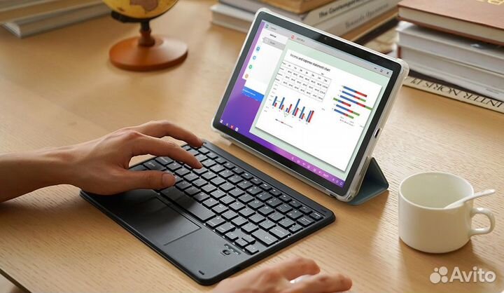Планшет с клавиатурой и стилусом + чехол книжка