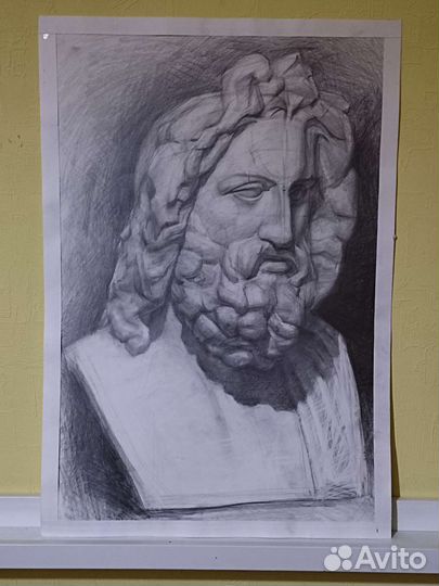 Рисунок гипсовой фигуры Зевса