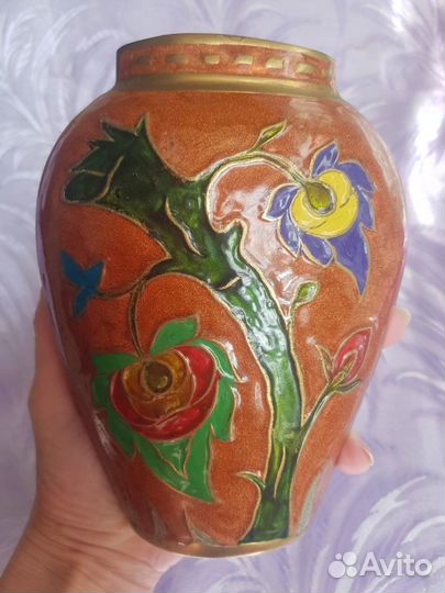 Металлическая ваза с эмалью (Индия, винтаж)