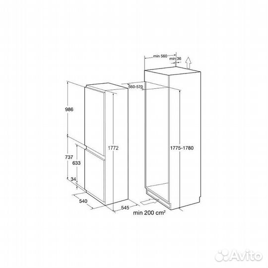 Встраиваемый холодильник Korting KSI 17877 cflz
