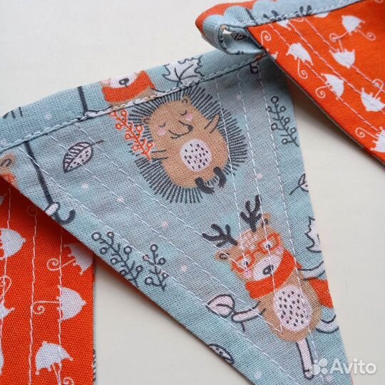 Гирлянда 1,9м 10 хлопковых флажков высотой 11см