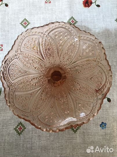 Ваза для фруктов на ножке цветное стекло СССР