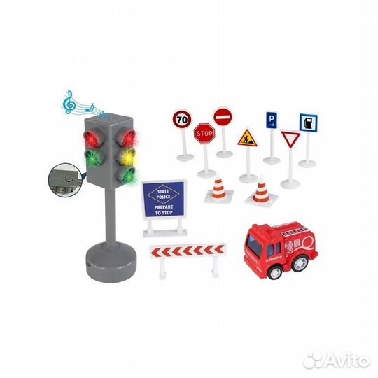 Игровой набор Дорожный с указателями Техномаркет (свет, звук) 13 предметов Zhorya ZYF-0054-3