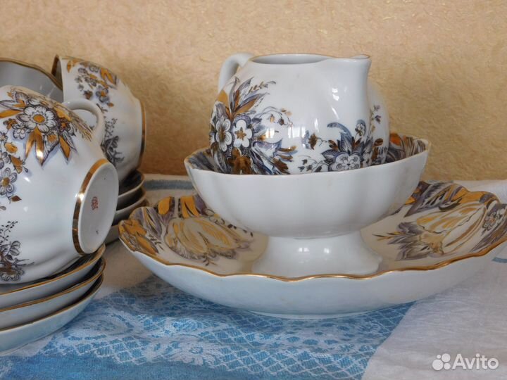 Чайный сервиз лфз Отражение красное клеймо