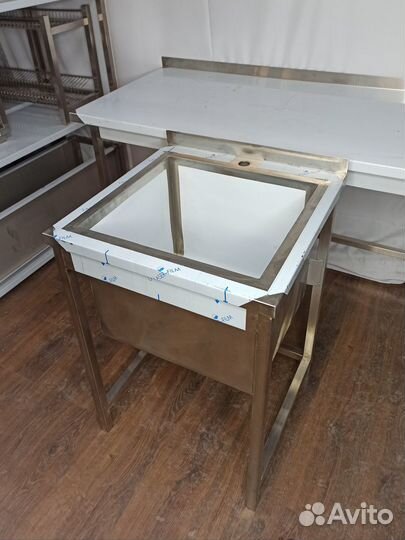 Моечная ванна, стол с полкой, стеллаж, сушка