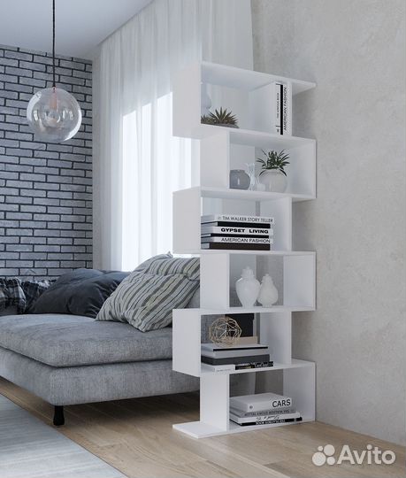 Стеллаж ст6.1 (6 ячеек) змейка белый