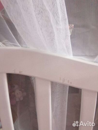 Детская кровать с маятником+матрас+балдахин