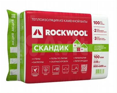 Минеральная вата Rockwool Лайт Баттс Скандик 800х6